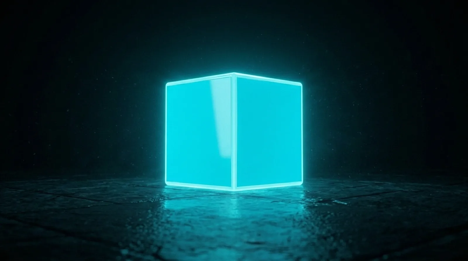 O mesmo cubo acendendo com uma faísca de luz